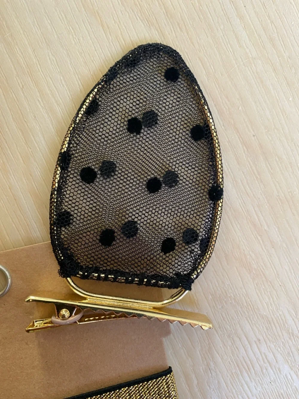 American Eagle Outfitters Polka Dot Animal Ear Clips w Gold Choker Halloween